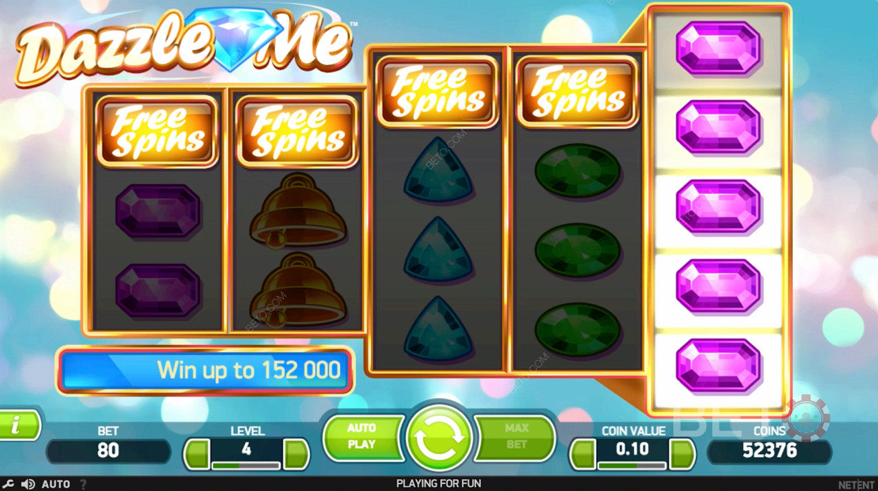 Score Free Spins by Landing 3+ Free Spin Symbols in Dazzle Me Pokie