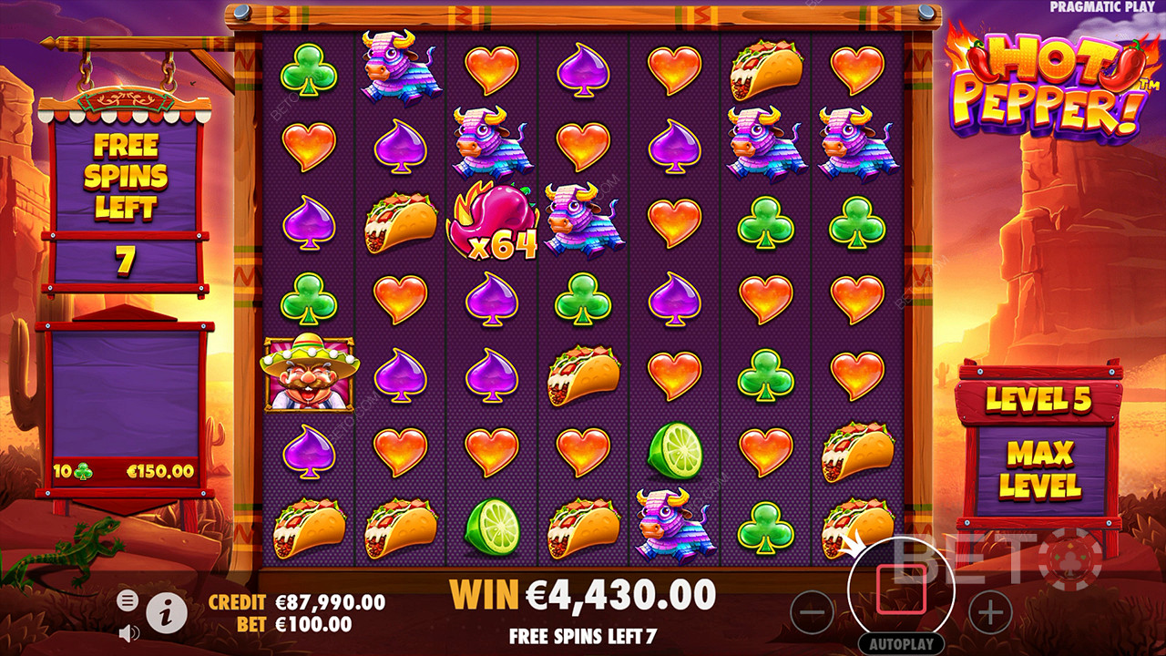 Level 5 cranks up during Free Spins for beefed-up Multipliers
