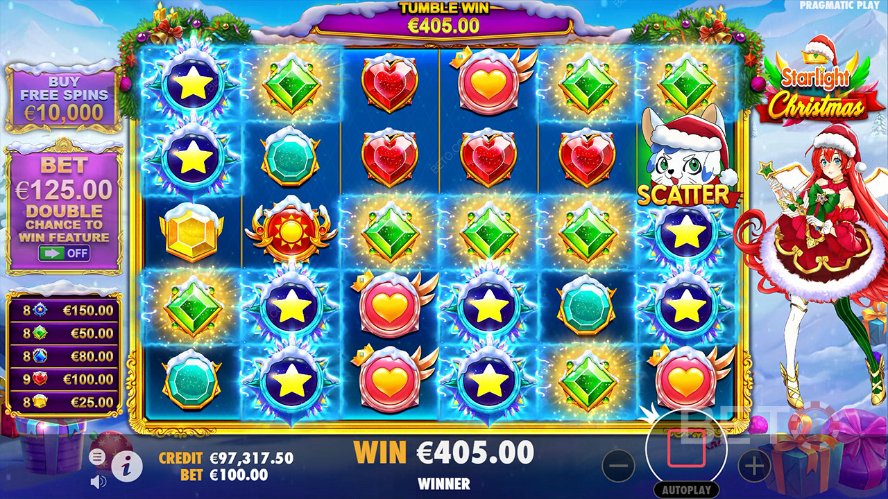 Score a sweet spread of symbols and win big in the Starlight Christmas pokie
