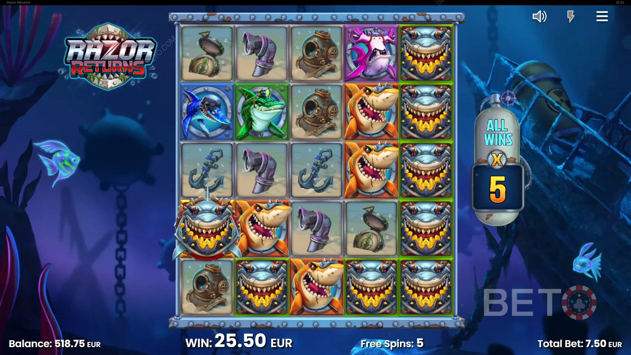All wins get a multiplier boost in the Free Spins feature