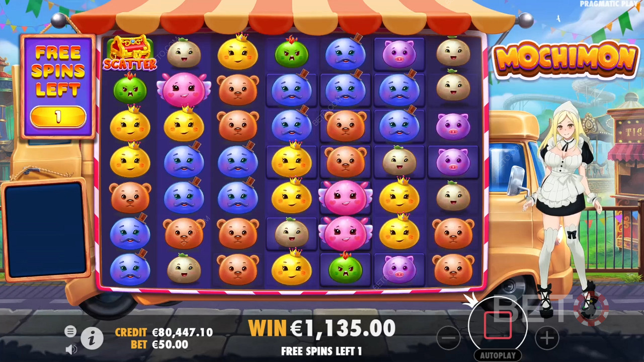 Score Multipliers up to 128x in the Mochimon online pokie
