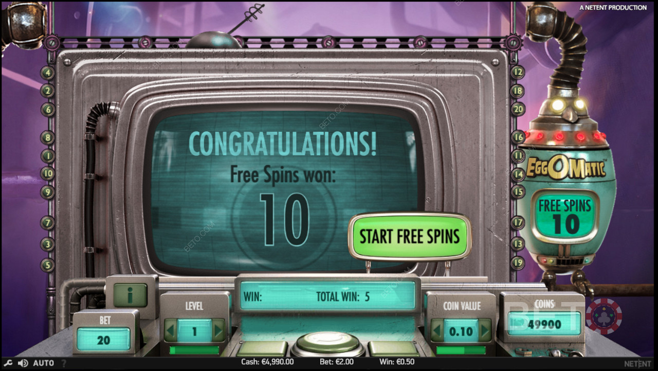 Scoring 10 Free Spins in EggOMatic Pokie