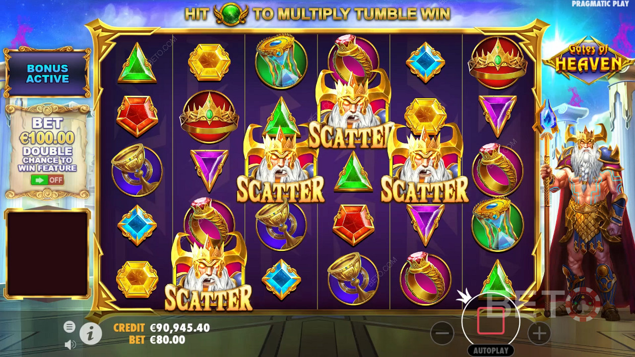 4+ Scatters grant 15 Free Spins in this heavenly pokie