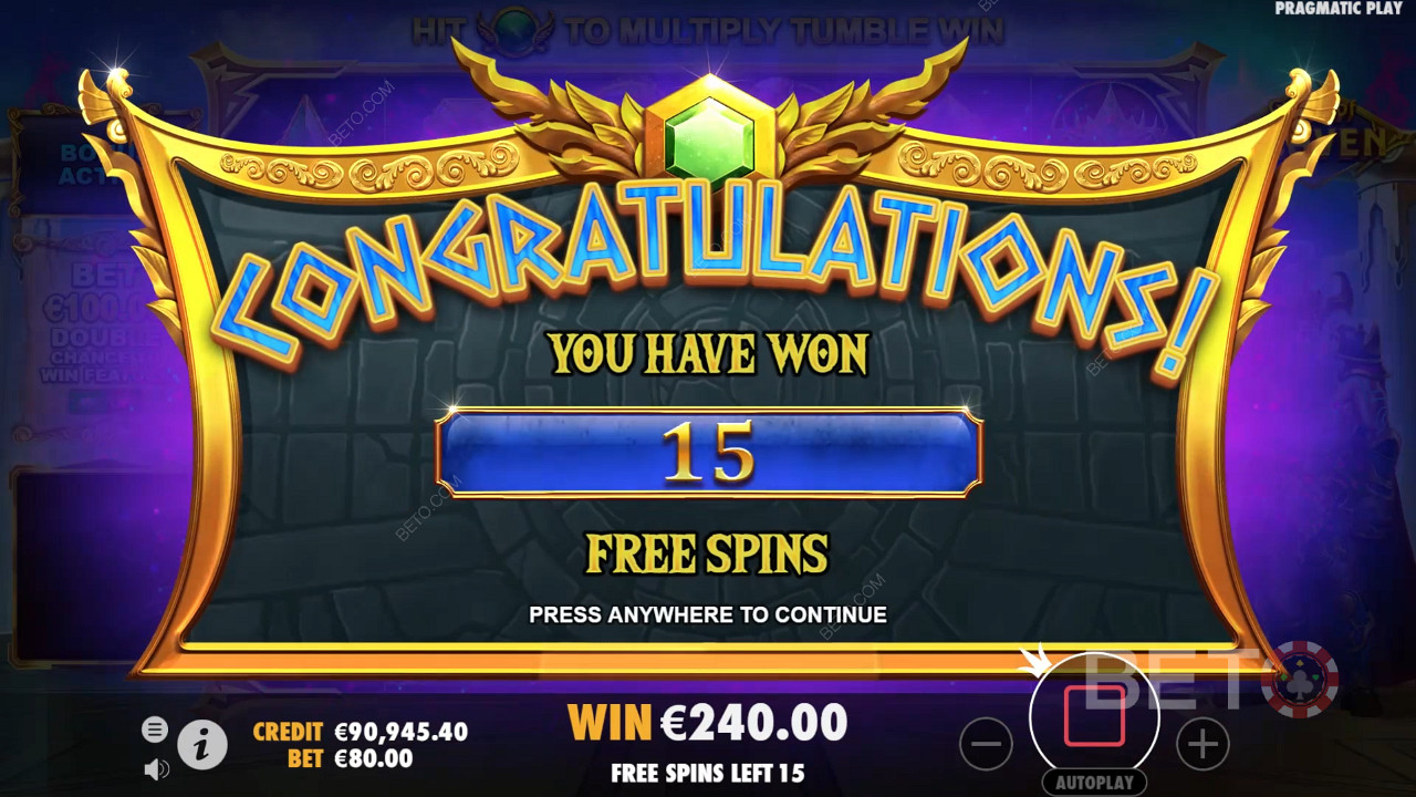 15 Free Spins could land you some massive payouts