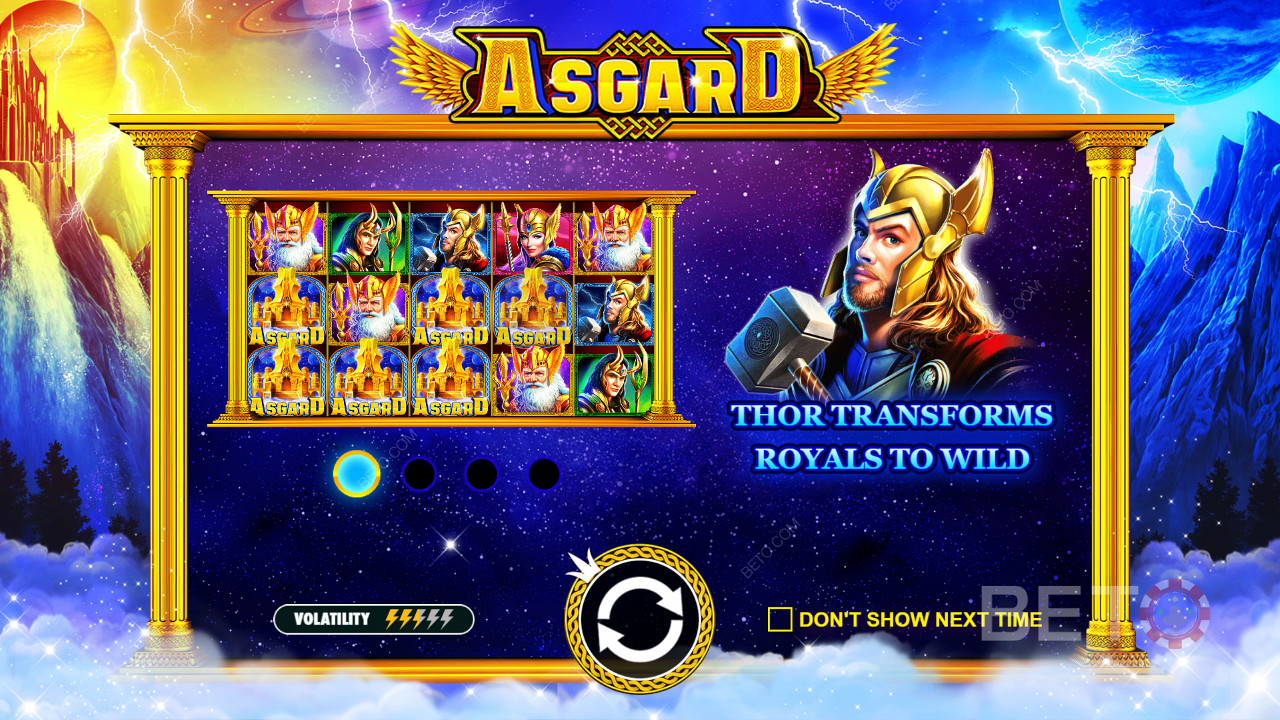 Experience thrilling features and balanced play in the Asgard pokie
