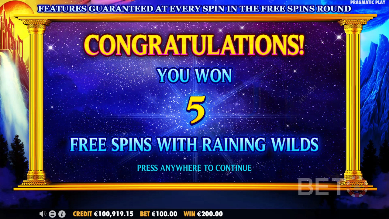 Score Free Spins with up to 5 random Wilds each round