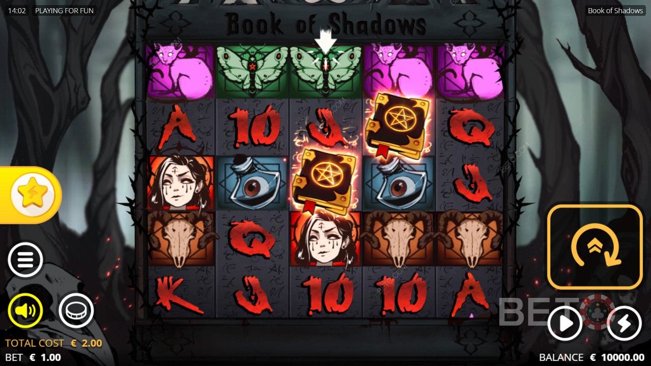Crank up all five rows in Book of Shadows pokie for bigger payouts