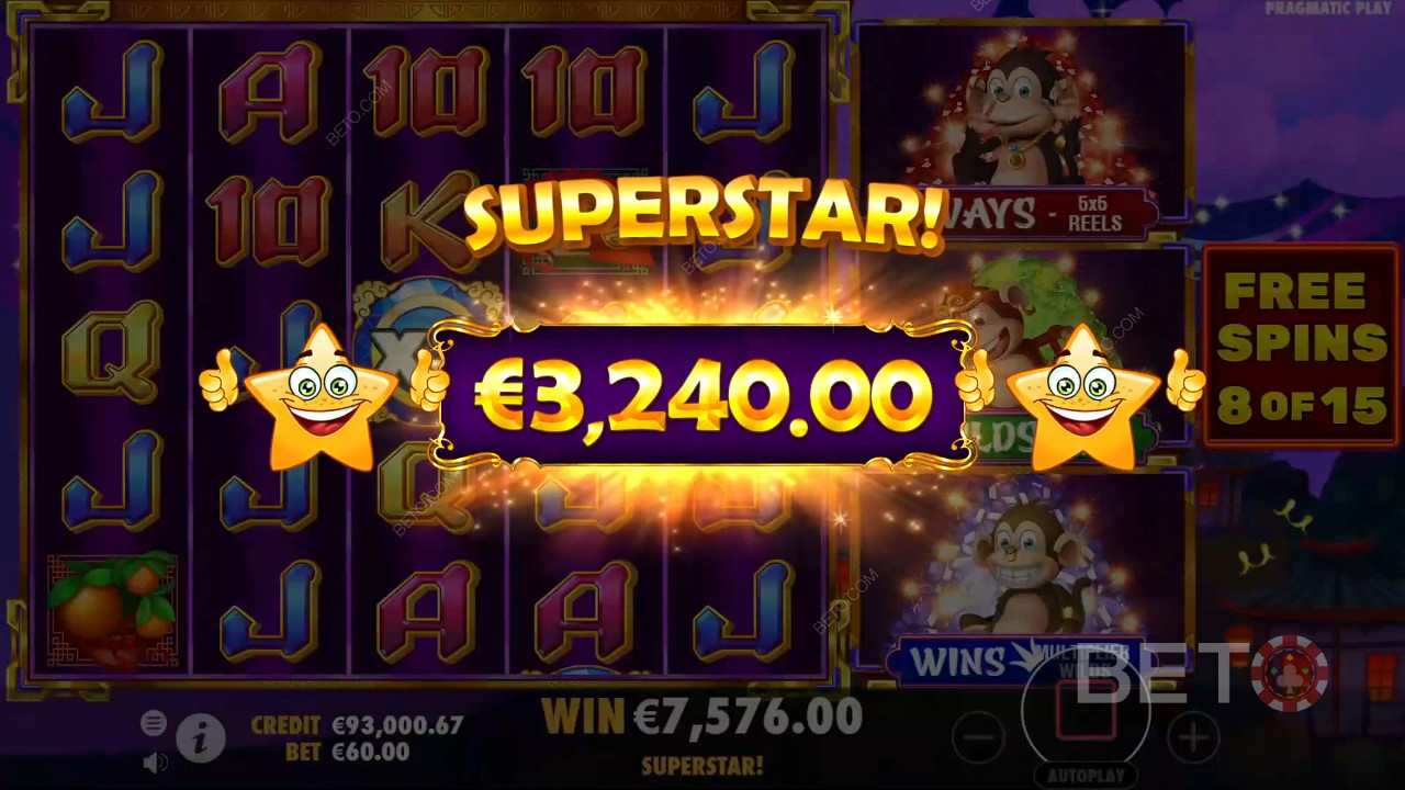 Score 12,077x Your Wager in the 3 Dancing Monkeys Online Pokie!