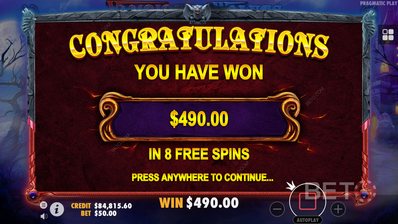Score big with Free Spins in Vampires vs Wolves