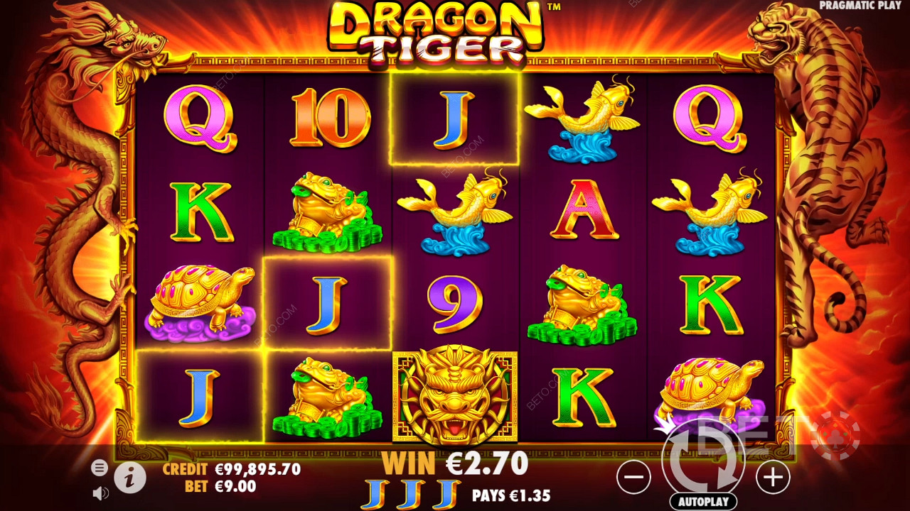 Discover 1,024 winning combos in Dragon Tiger pokie