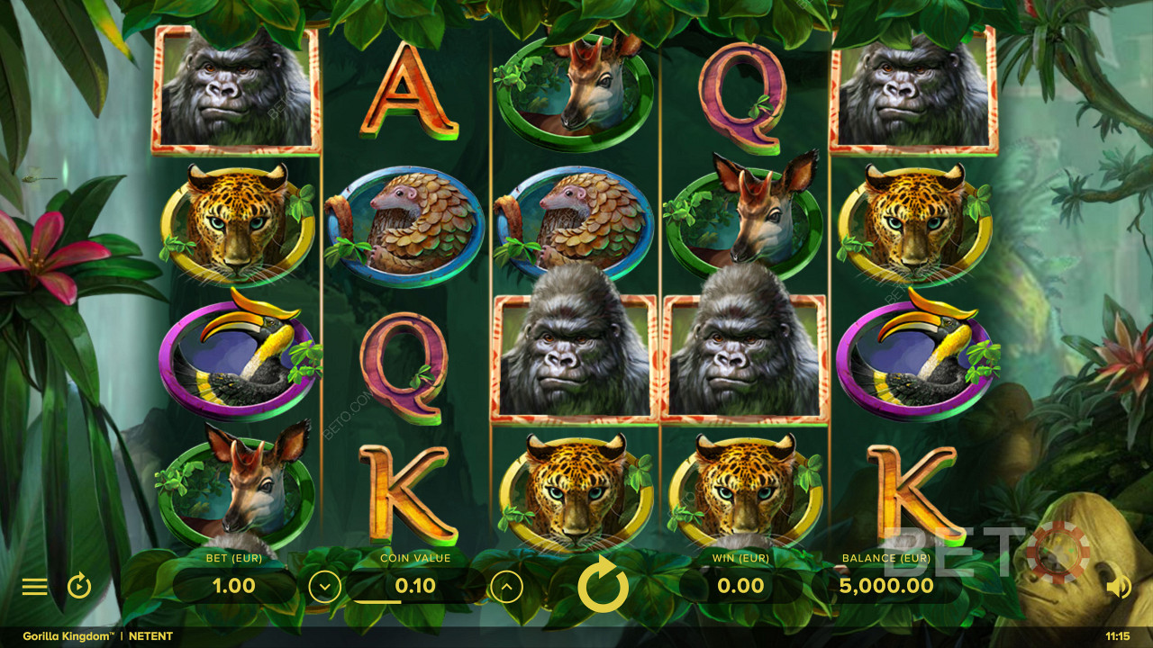 Kiwi-style beast symbols in Gorilla Kingdom online pokie