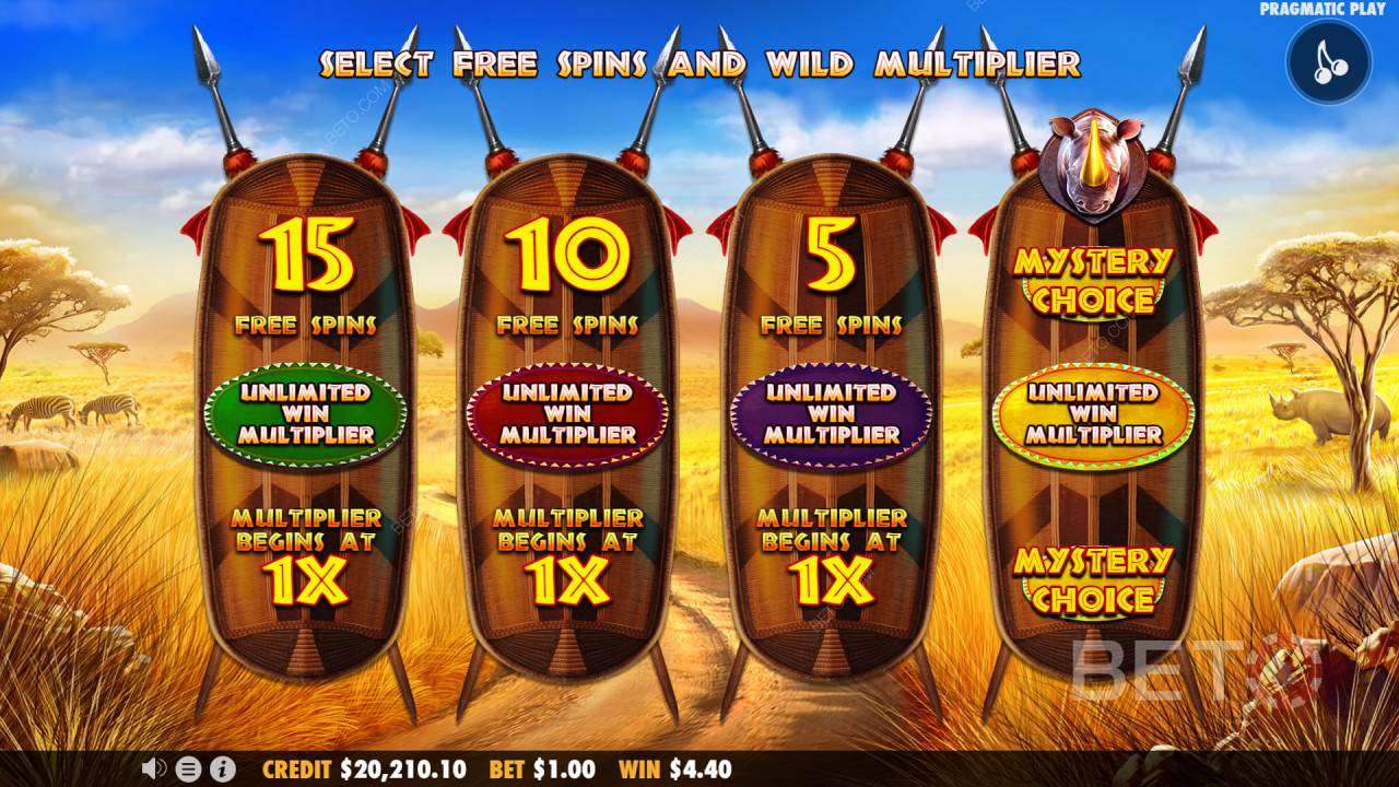 Pick Your Free Spins Bonus When Triggered in Great Rhino Megaways Pokie