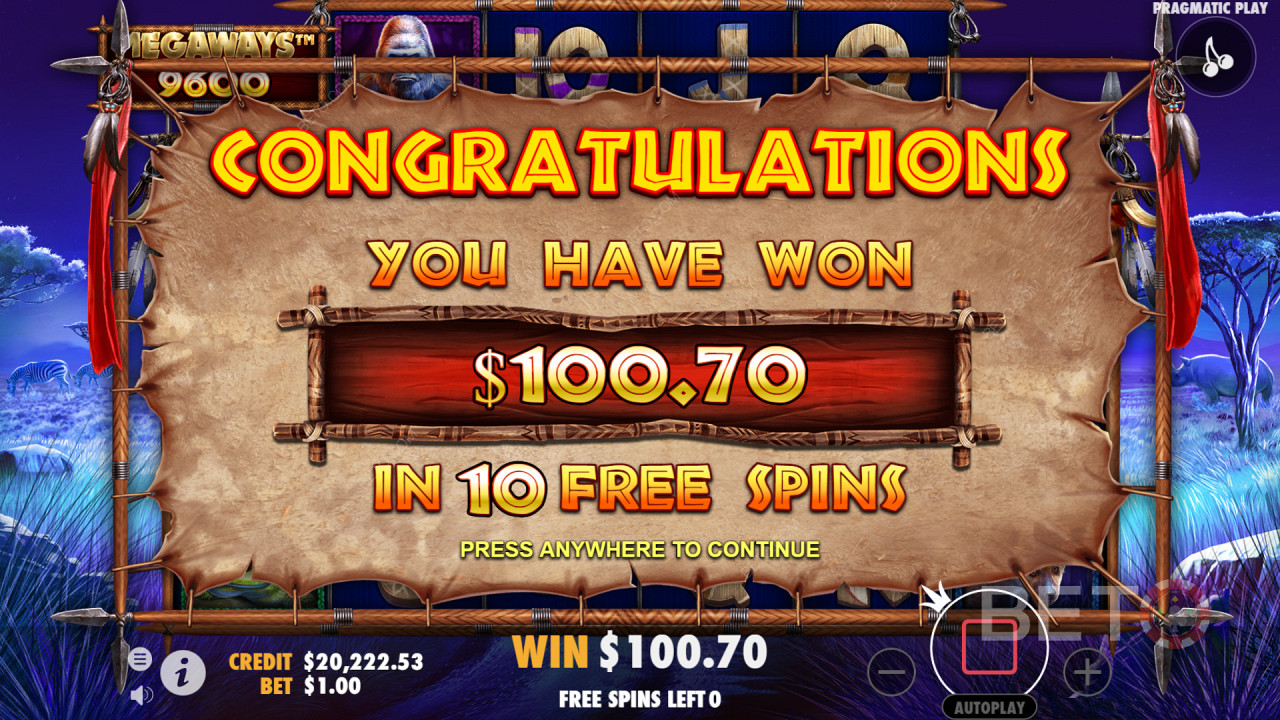 Score big in Free Spins on Great Rhino Megaways Online Pokie at BETO