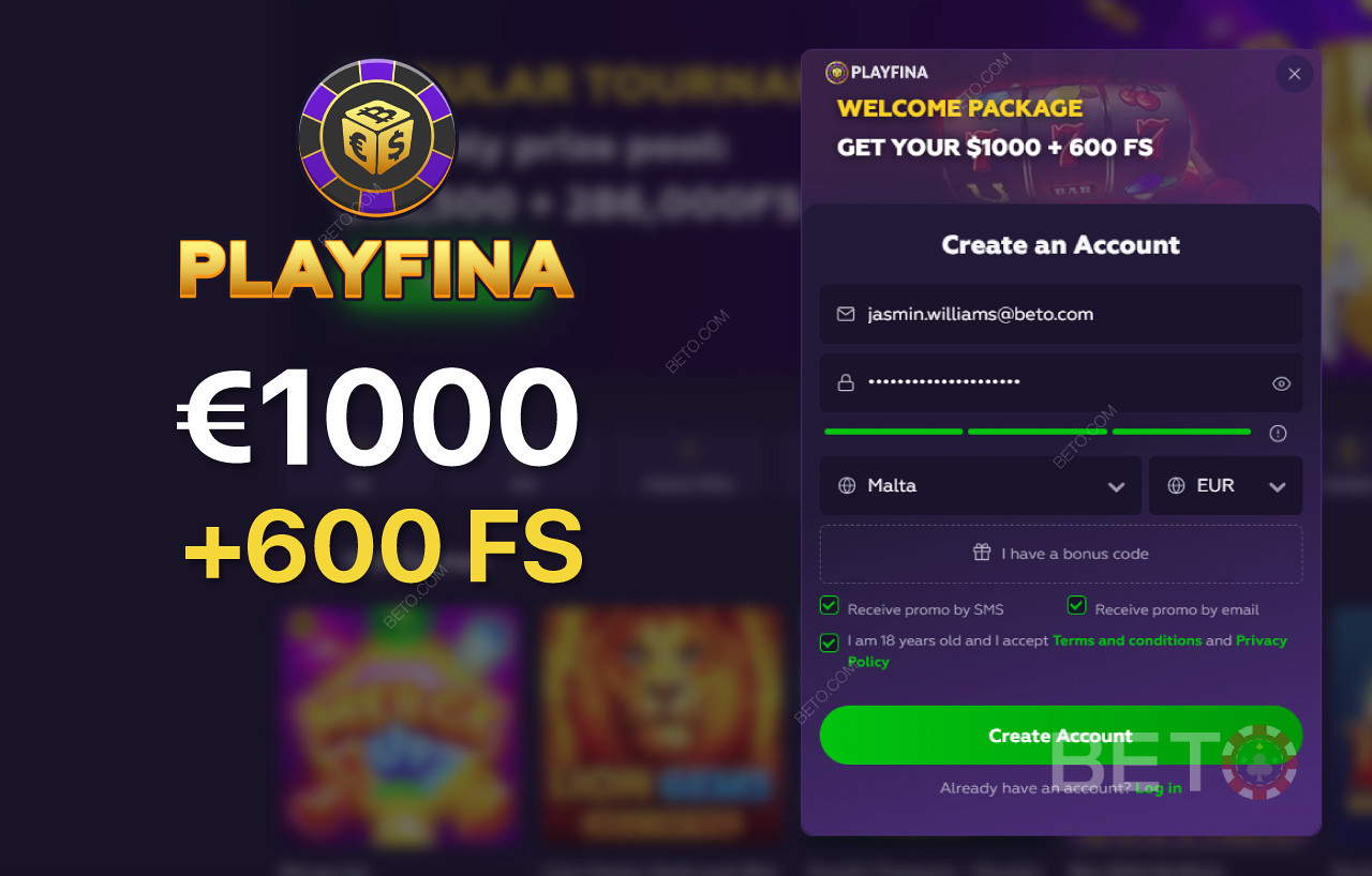 Playfina Sign-up: Quick as a Kiwi