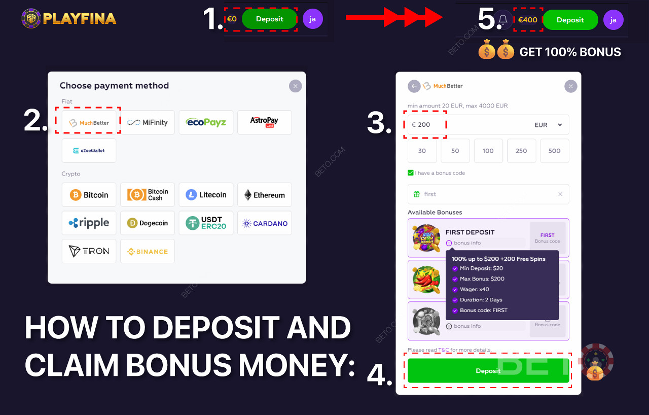 Depositing and snagging the welcome bonus dosh