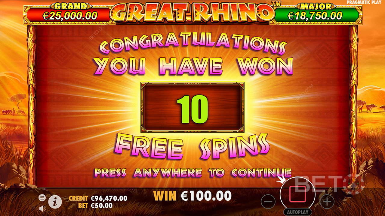 Score 500x Your Wager on the Great Rhino Online Pokie!