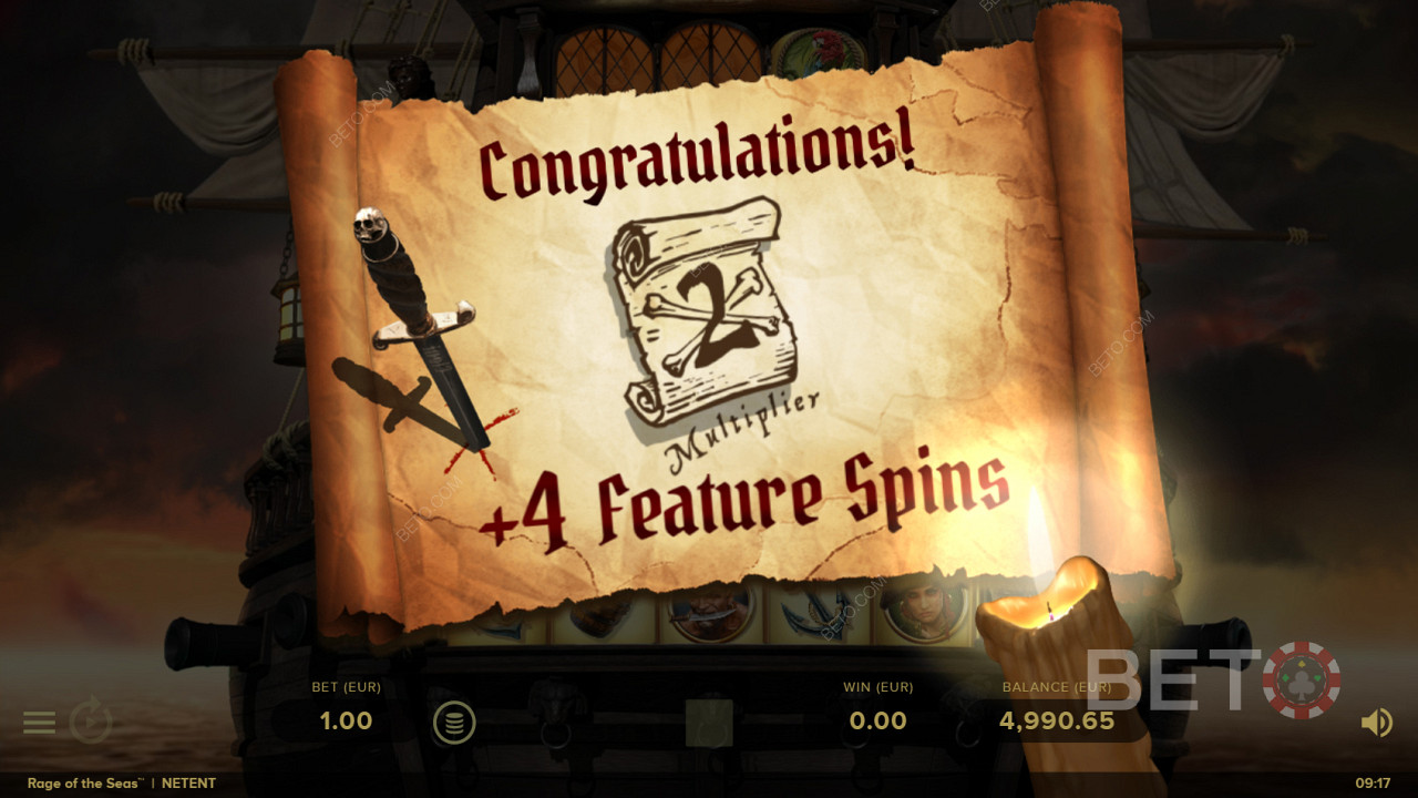 Scoring free spins in Rage of the Seas