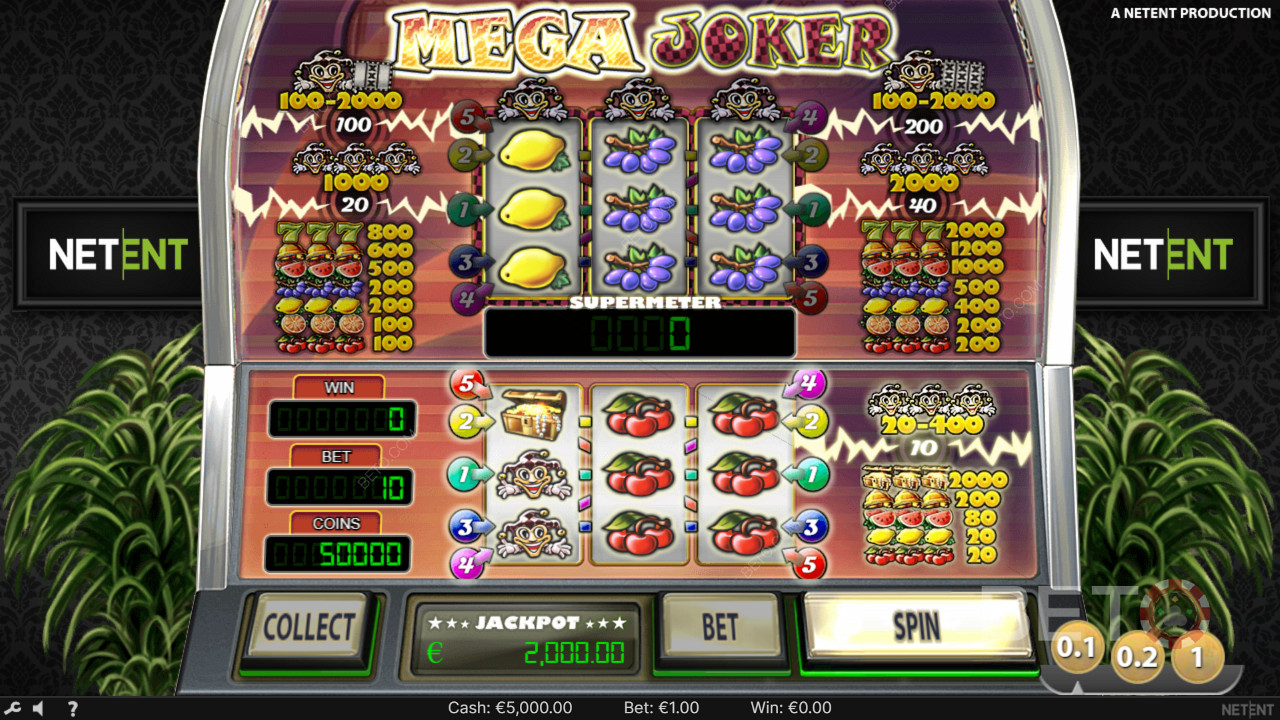 Score 2,000x your wager on the Mega Joker Online Pokie!