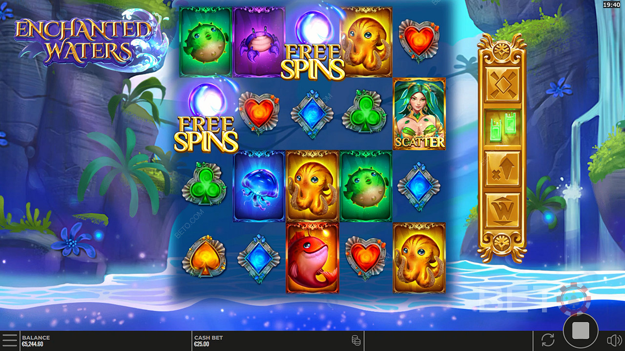 A Mermaid symbol can trigger Free Spins as a Scatter symbol