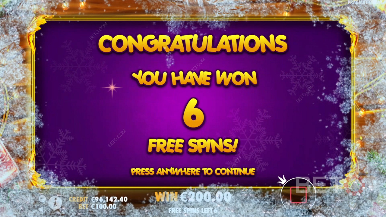 Score 6 Free Spins when 3 Scatter symbols land