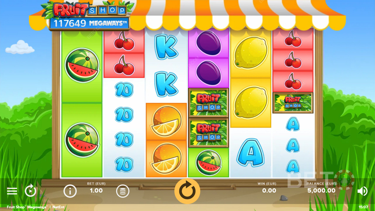 Vibrant fruit icons in Fruit Shop Megaways