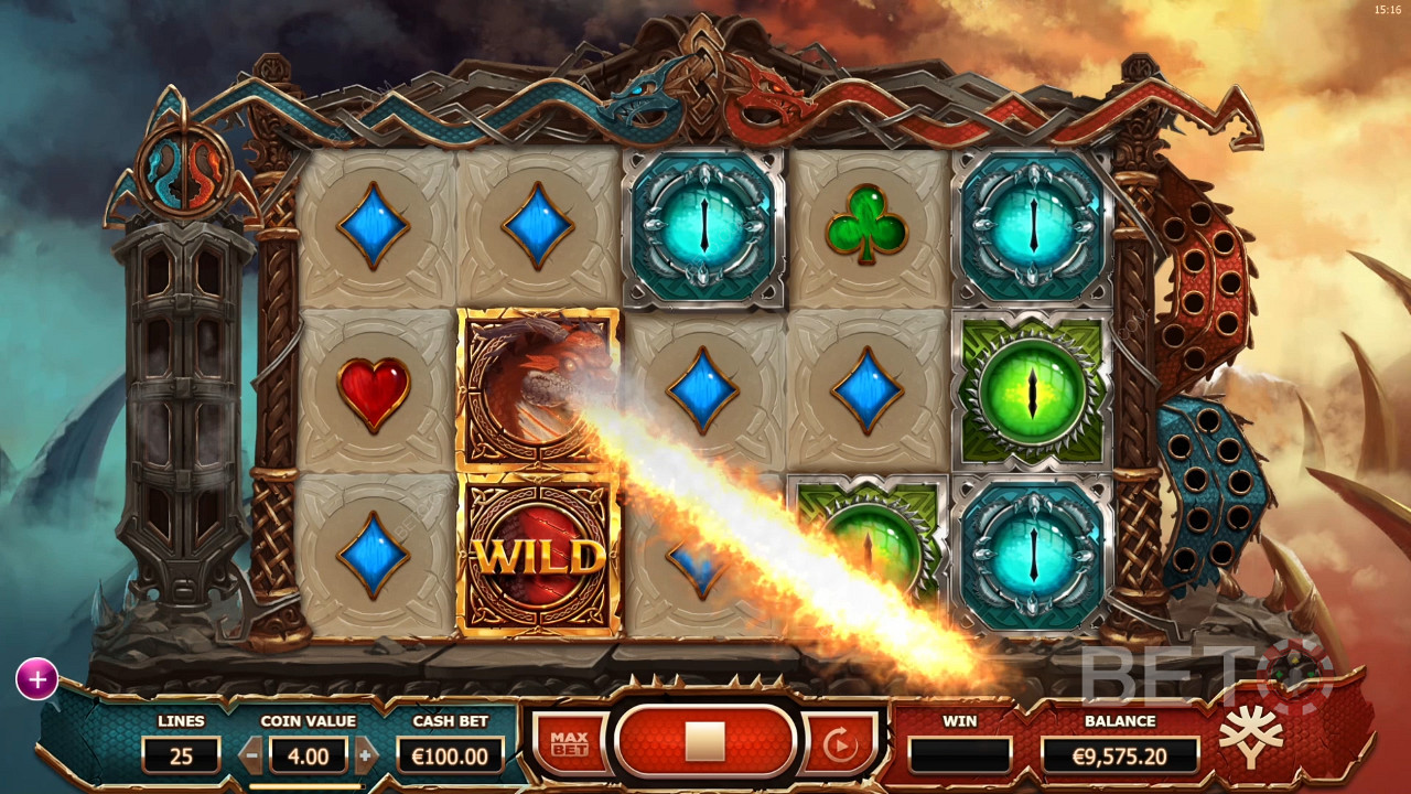 Snag 9 Dragon Heads of the same kind to score Free Spins in Double Dragons pokie