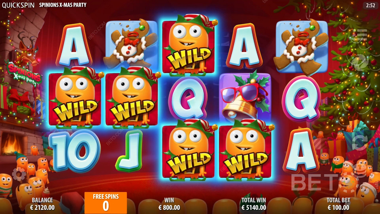 Sticky Wilds and massive payouts pair up in the Spinions Xmas Party online pokie