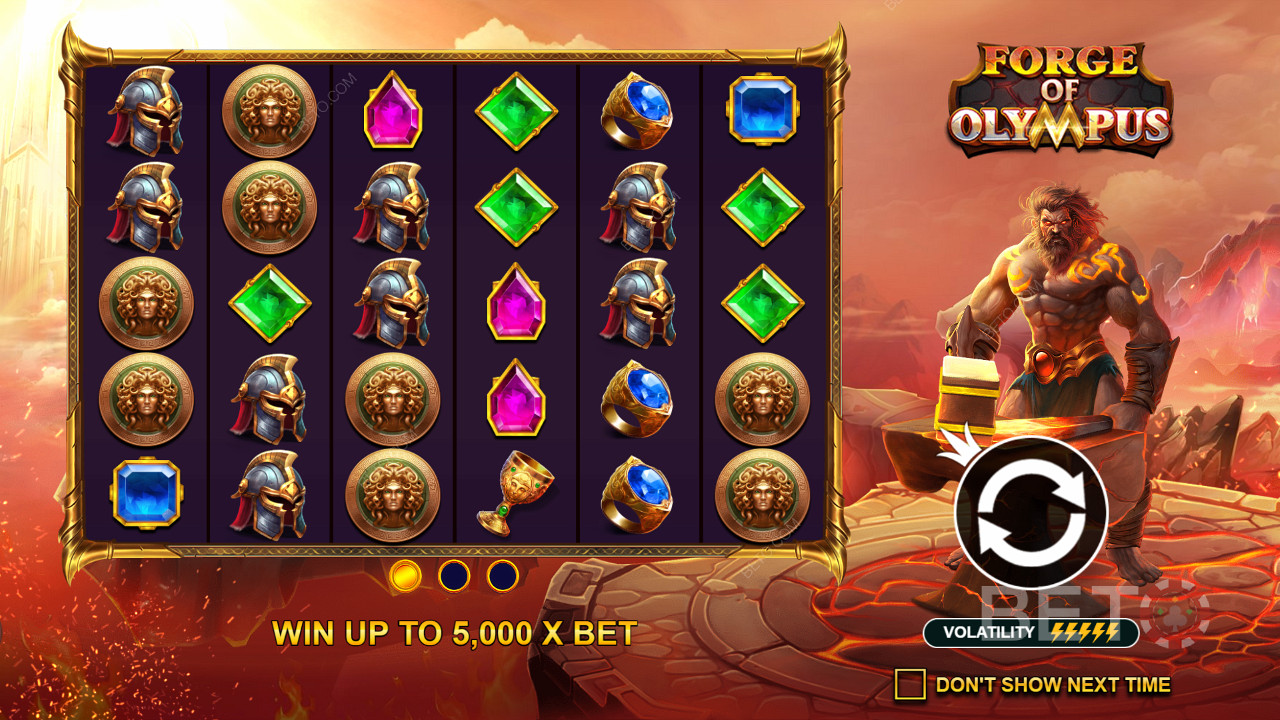 Score up to 5,000x your wager in Forge of Olympus pokie