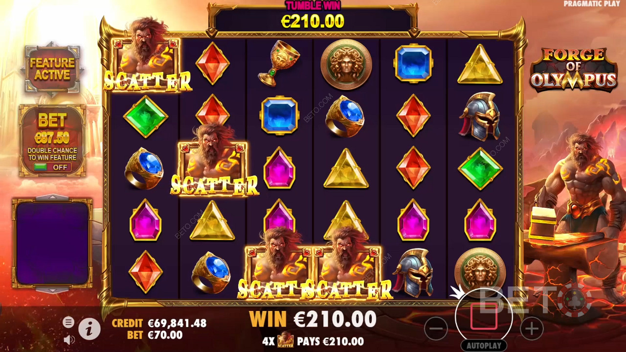 4+ Scatters spark Free Spins in Forge of Olympus online pokie