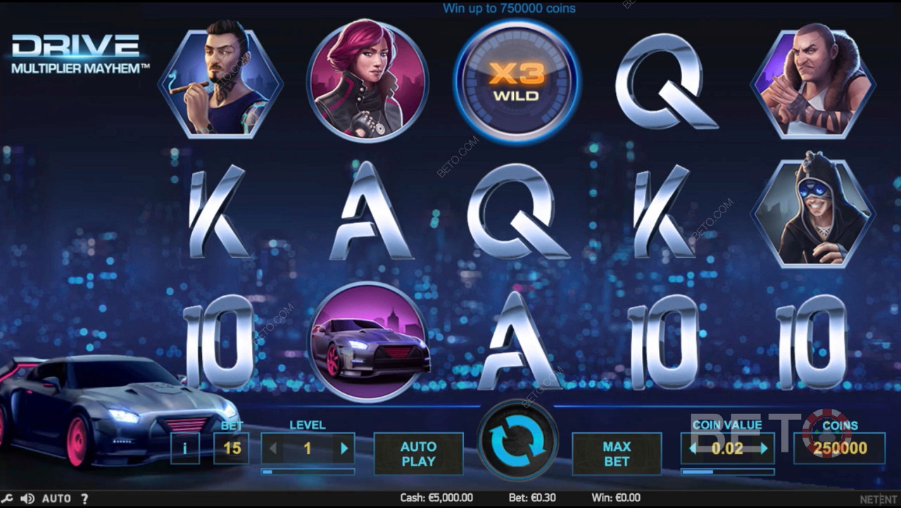 10, J, Q, and A are low-value symbols in Drive: Multiplier Mayhem