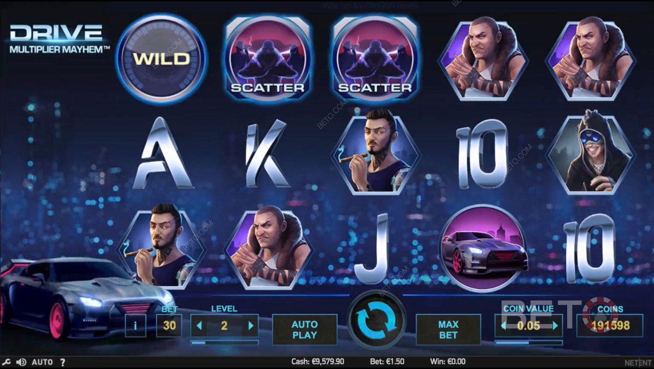 Scatter symbols and multipliers in Drive: Multiplier Mayhem can earn you sweet wins