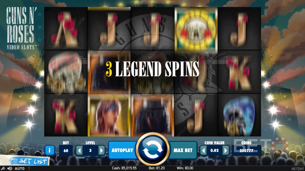 Rockstar Spins bonus in Guns N