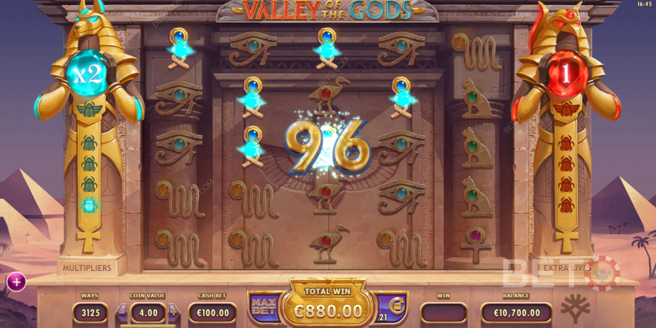A big payout in Valley Of The Gods pokie