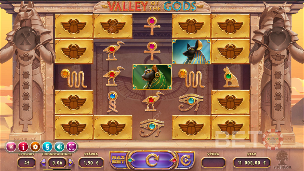 Stunning Kiwi symbols in Valley Of The Gods pokie game