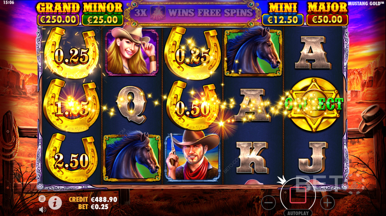 Coin Collect Feature in Mustang Gold