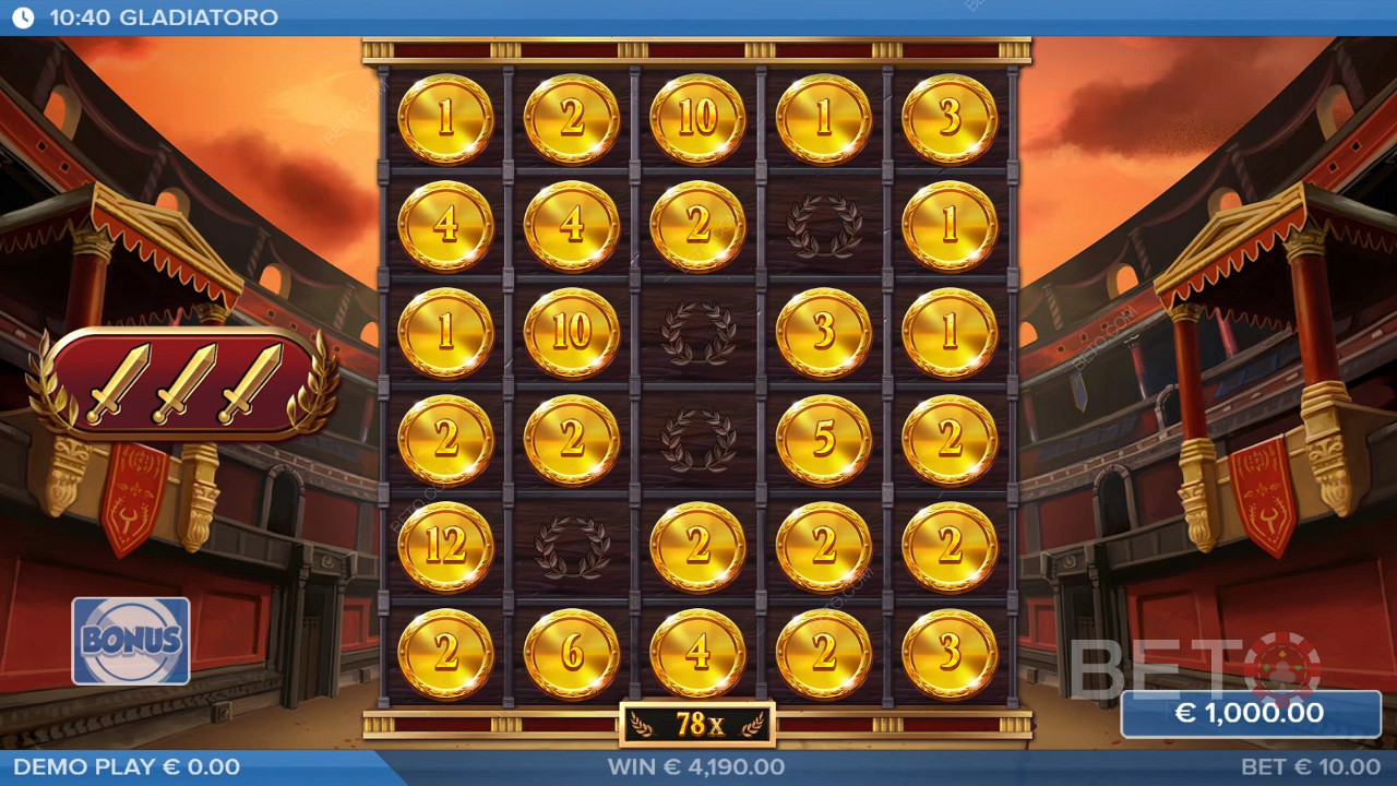 Score 10,000x Your Wager in the Gladiatoro Pokie!