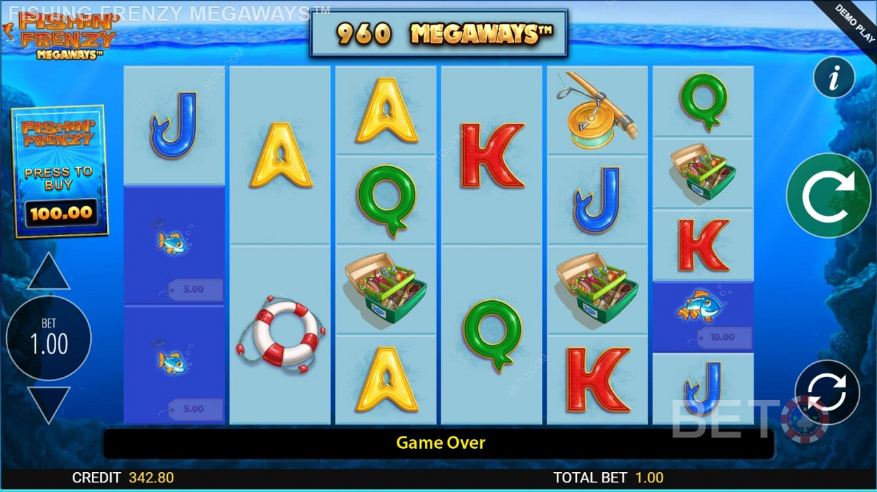 The top symbols are the fish, seagull, life ring, chilly bin, rod and reel