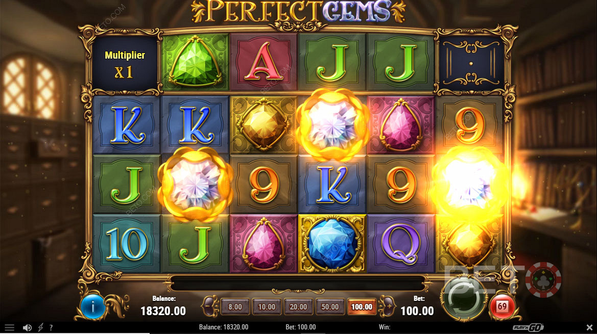 The top-paying symbol in Perfect Gems is the round, deep-blue icon
