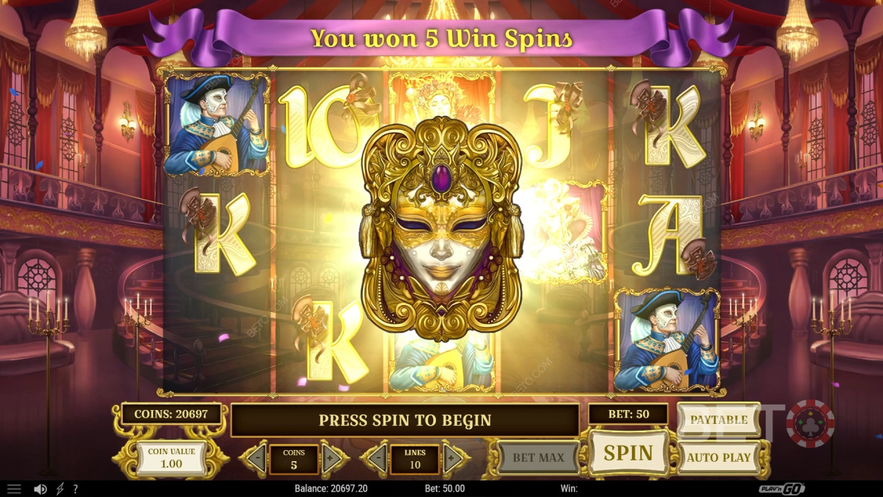 Win 10,000x Your bet in the Royal Masquerade Video Slot!