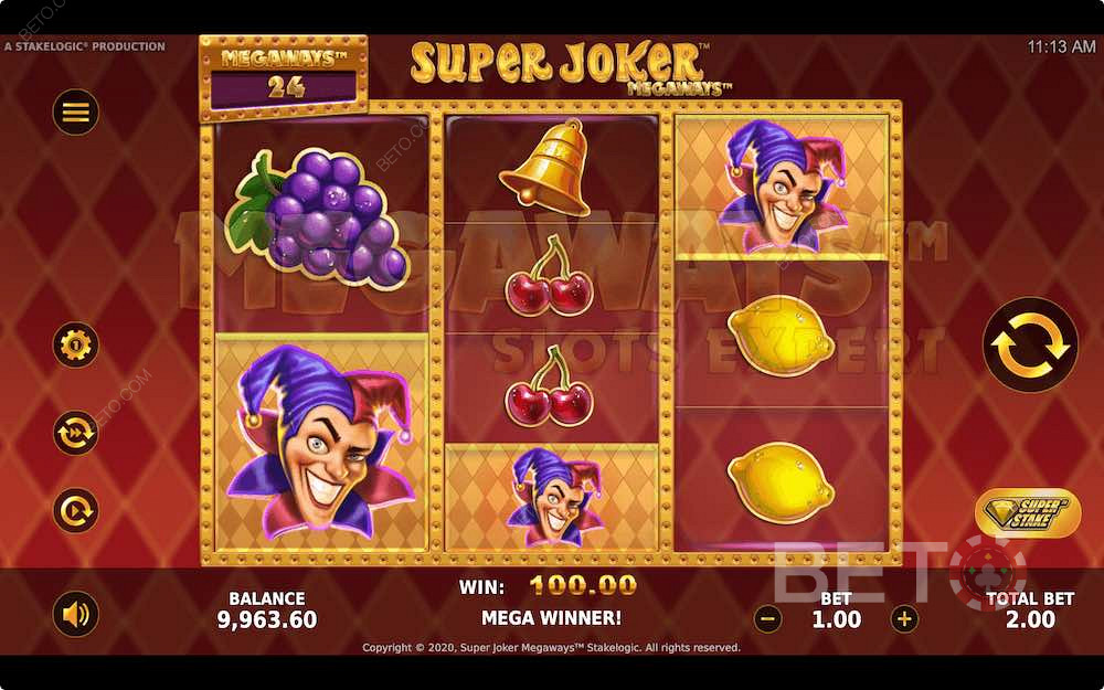 Distinctive Pokie Layout of Super Joker Megaways
