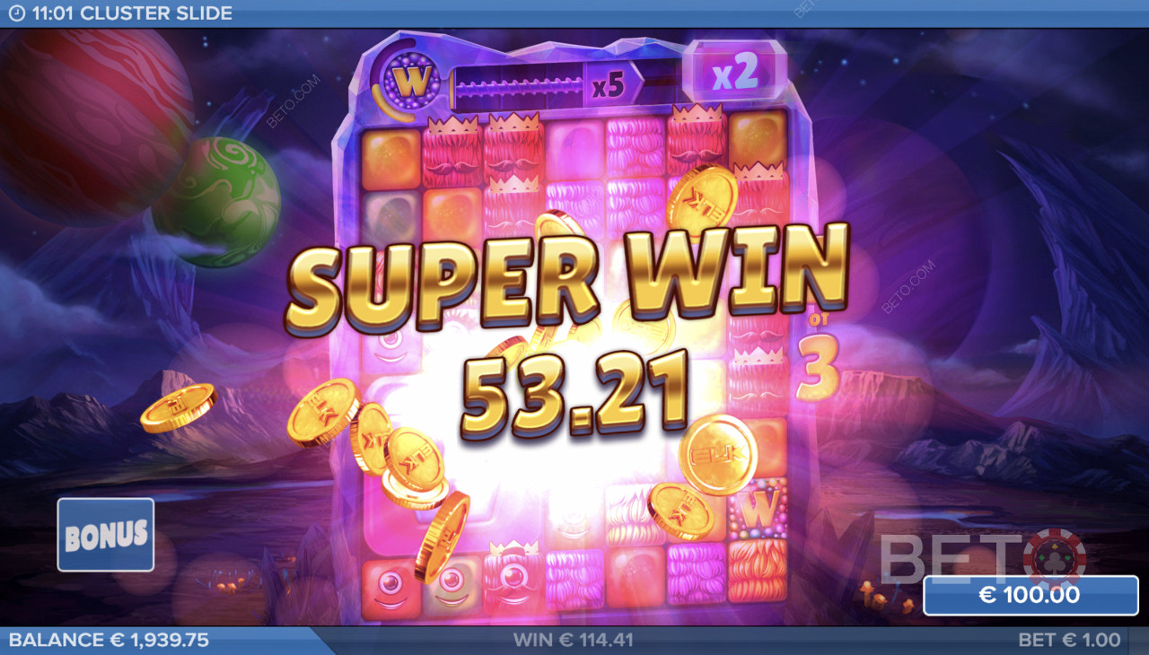 Cluster Slide pokie offers a gripping engine and top-notch visuals