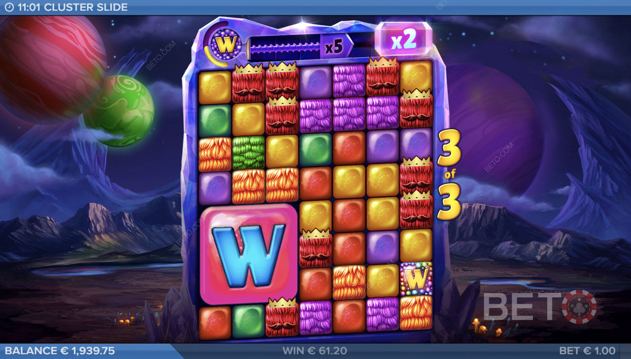 Wild Symbol in Cluster Slide Pokie Game