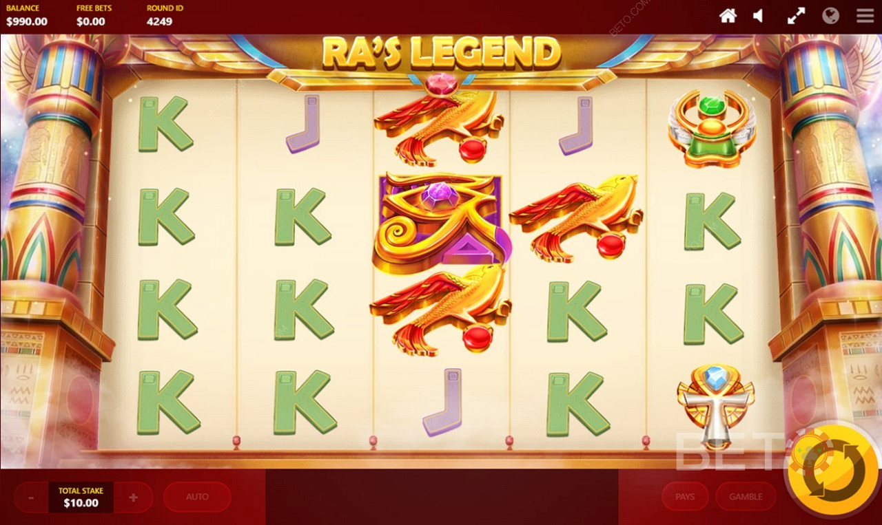 Massive wins, top-notch symbols, epic bonus rounds boost your payouts in RA legend