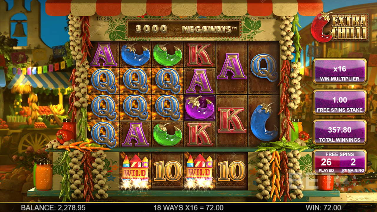Unlimited Multiplier Free Spins in Extra Chilli Megaways