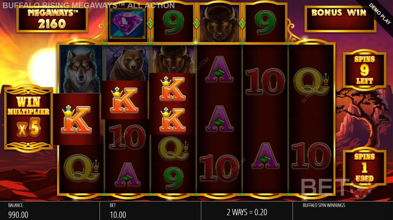Kiwi Card Symbols in Buffalo Rising Megaways