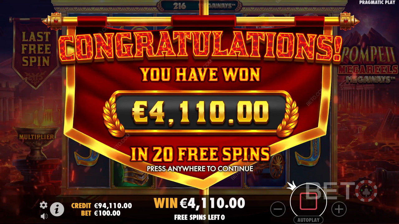Score 10,000x Your Wager in the Pompeii Megareels Megaways Pokie!