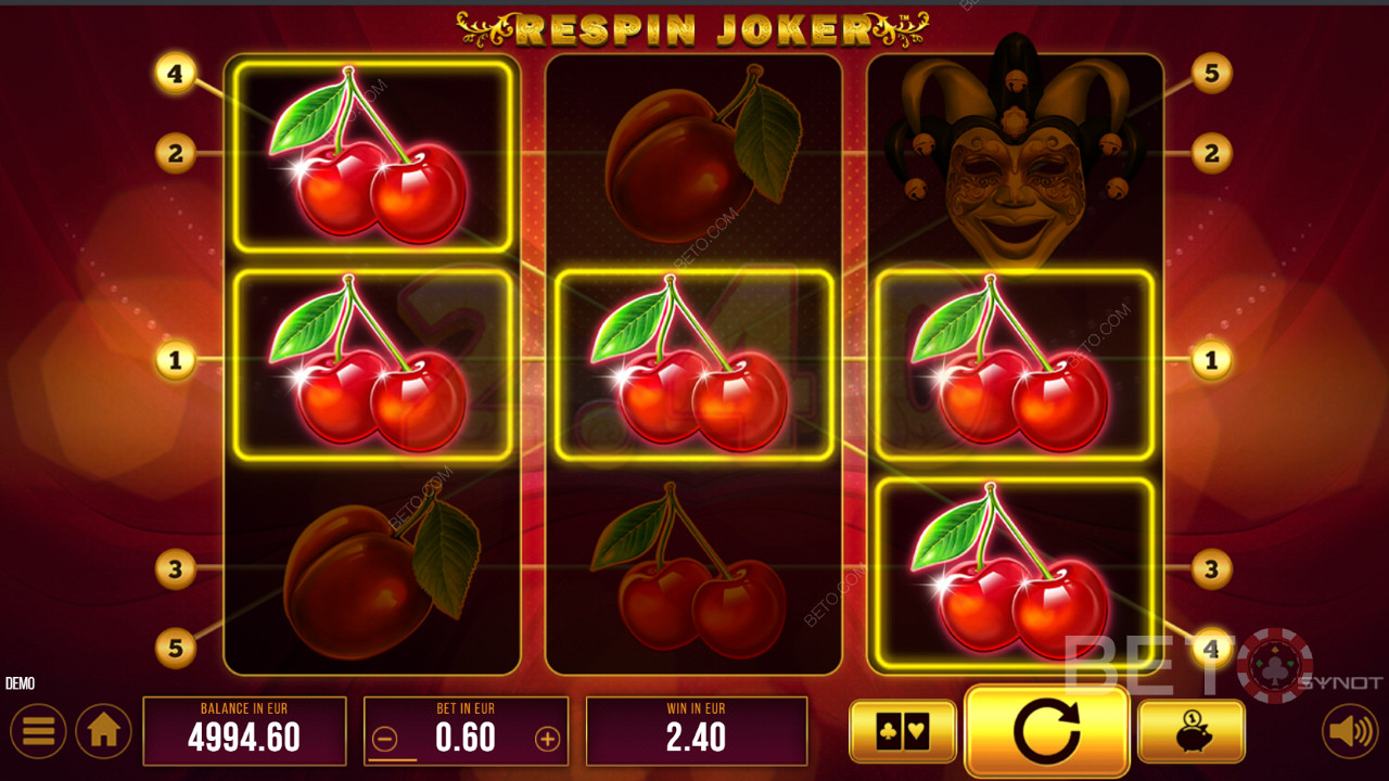 Line up symbols on any of 5 paylines for a sweet win