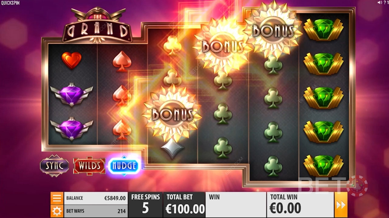 The Grand from Quickspin boasts Scatter icons, Wilds, bonus rounds and Free Spins
