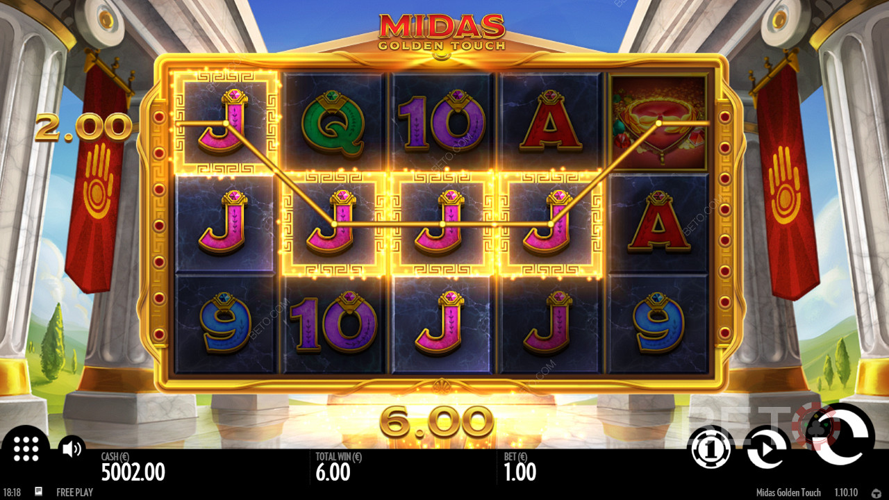The key feature to watch for in Midas Golden Touch is the Wild Multiplier bonus