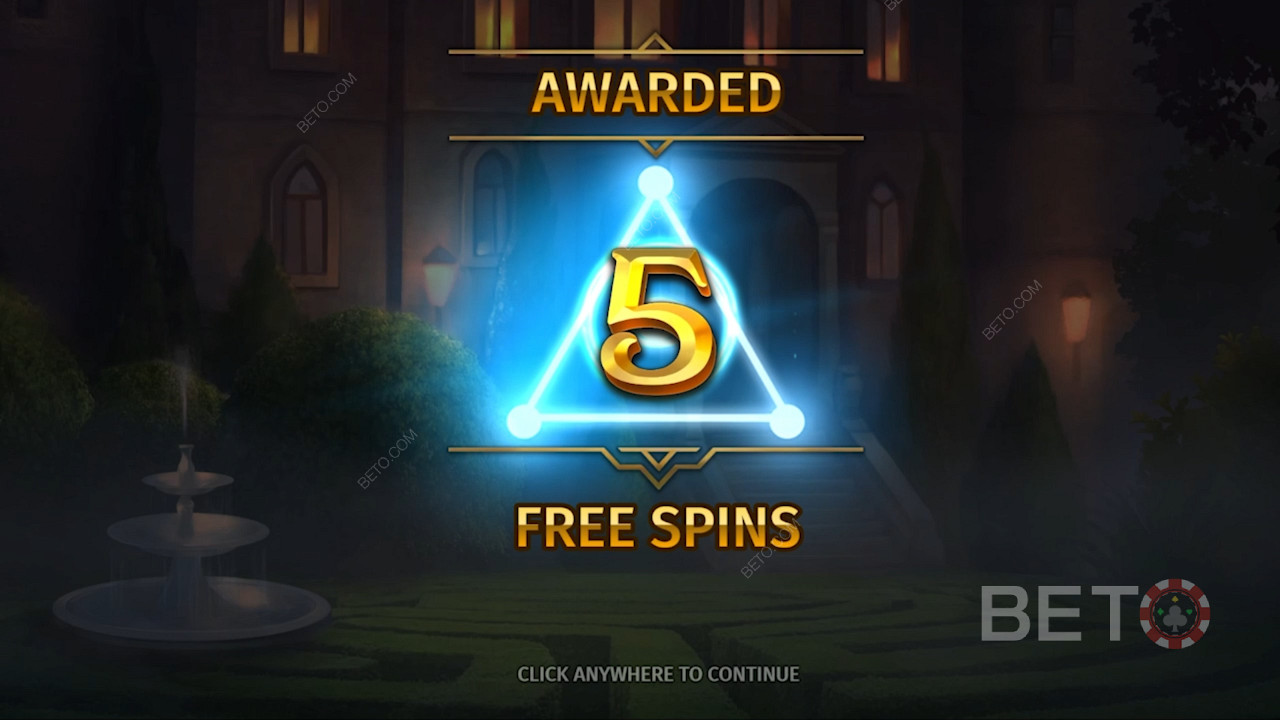 The Free spin bonus kicks off with 5 free rounds